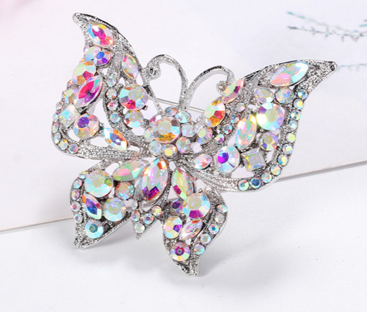 Butterfly Brooch Iridescent Multicolor Crystal Pin Brooch