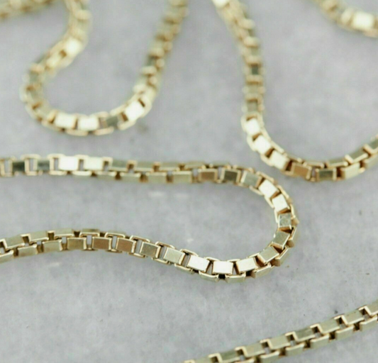 925 Sterling Silver 18K  Gold Box Chain Necklace   (  choose color and length  )