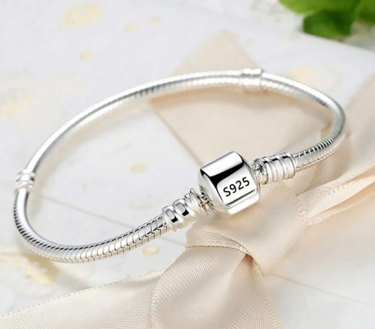 Classic Charm Bracelet Base -  S925 Sterling Silver Snake ~ Hypo Allergenic plated coated