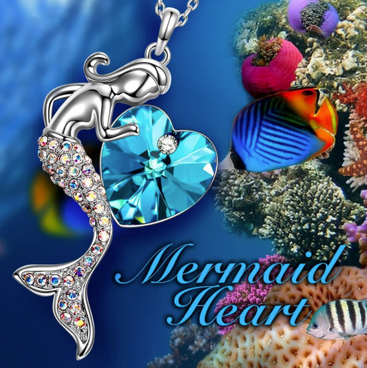 Swarovski Crystal Mermaid Heart Necklace     (   Pre Order   )