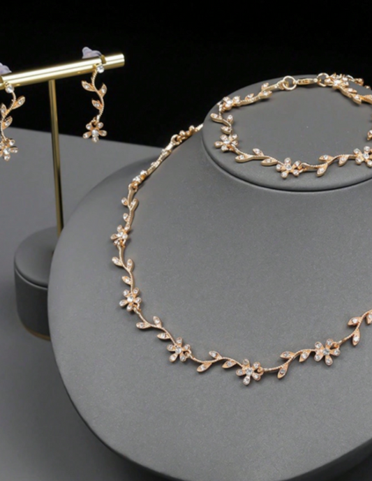 Promise Me  ~   Leaf Necklace Earring Bracelet Set   (  Pre Order  )