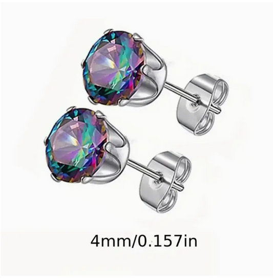Mystic Topaz 4mm 316L Stainless Steel Post  Earrings