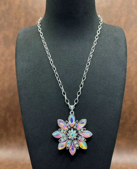 Western Cowboy Floral Iridescent Multicolor  Necklace