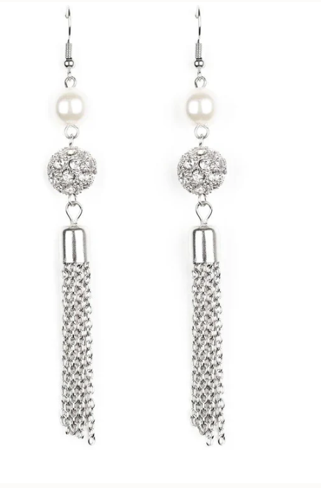 Paparazzi Going DIOR to DIOR White  Earrings