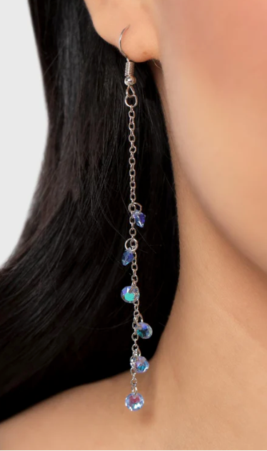 Paparazzi Extended Eloquence Blue Earrings