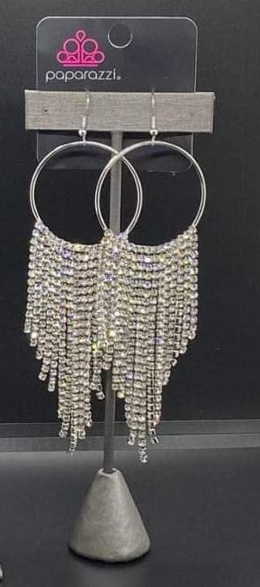 Paparazzi Streamlined Shimmer White Earrings + one mystery piece