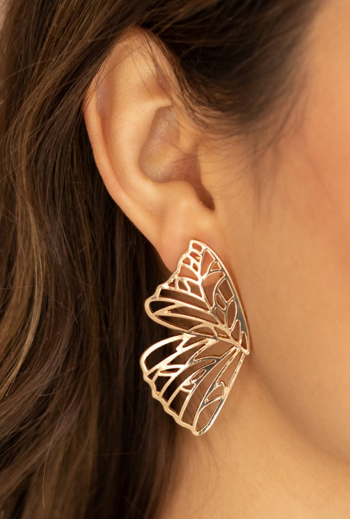 Paparazzi Butterfly Frills Gold Post Earrings