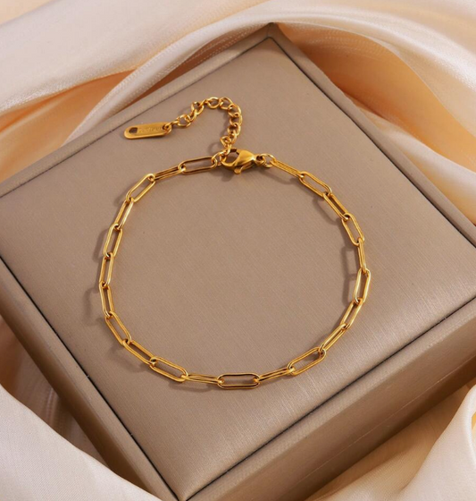 18K Stainless Steel Gold Paperclip Bracelet