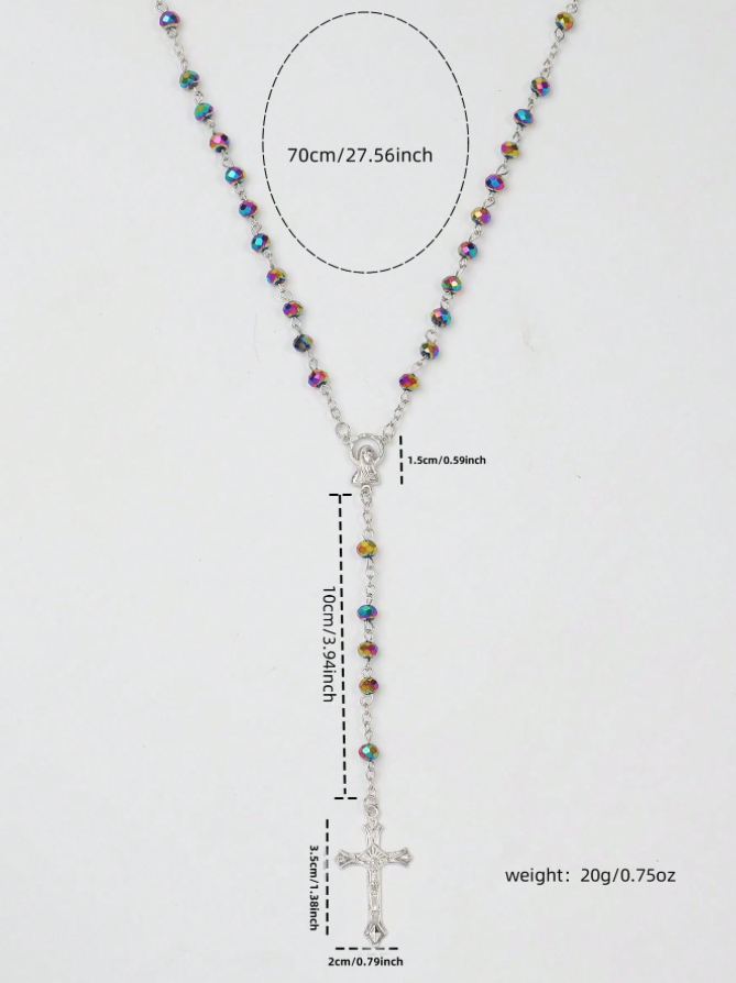 Rosary Beads Catholic Miraculous Colorful Crystal Prayer Blessed
