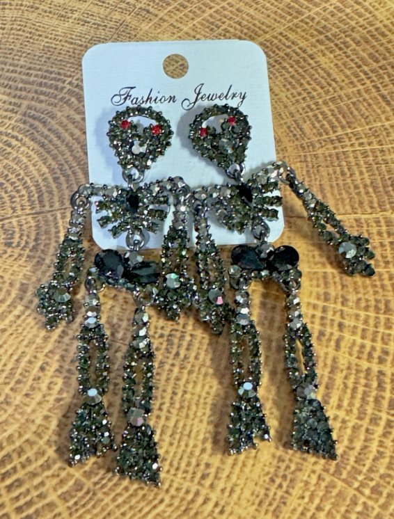 Halloween Skeleton  Black Multicolor Post Back  Earrings