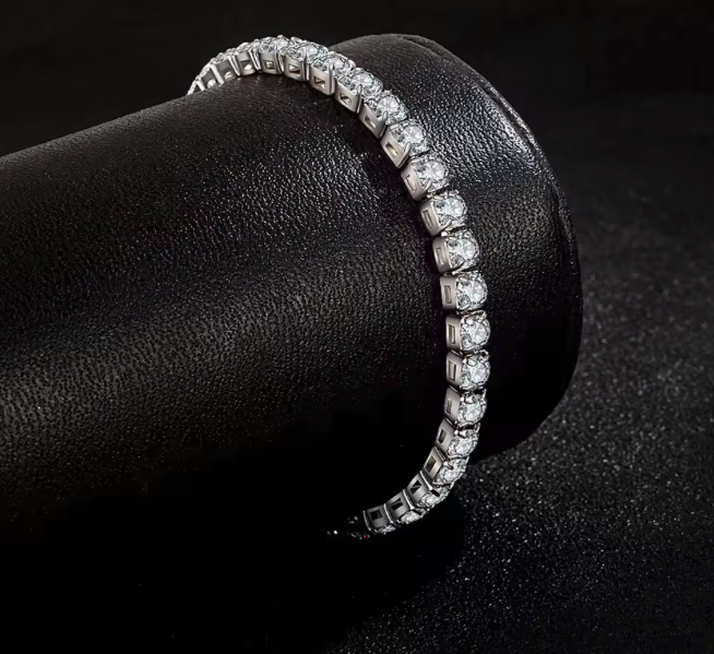 Elegant 4mm Cubic Zirconia Chain Bracelet S925