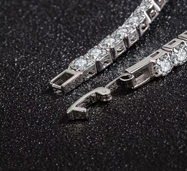 Elegant 4mm Cubic Zirconia Chain Bracelet S925