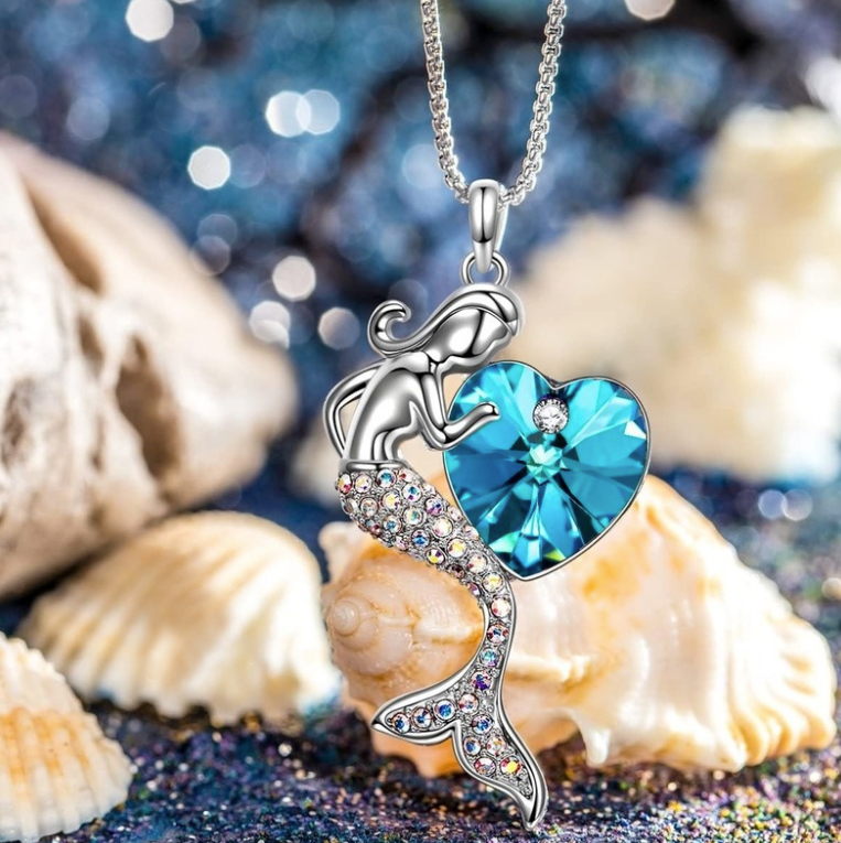 Swarovski Crystal Mermaid Heart Necklace     (   Pre Order   )