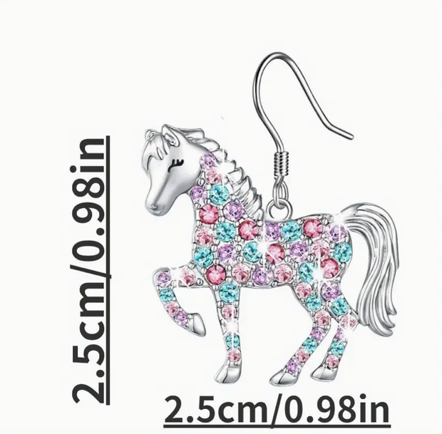 Horse Multicolor Fish Hook Back  Earrings
