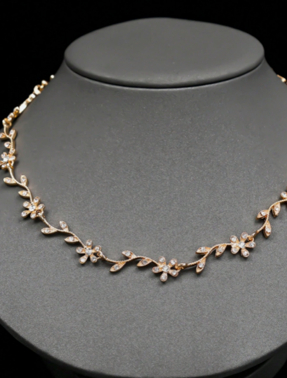 Swarovski Crystal Bridal Gold Necklace Earrings Bracelet Set