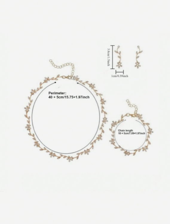 Swarovski Crystal Bridal Gold Necklace Earrings Bracelet Set