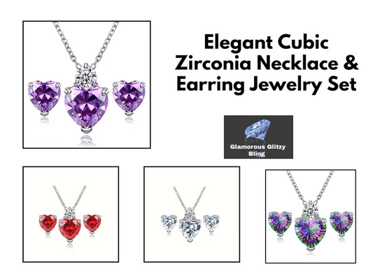 Elegant Cubic Zirconia Earrings and Necklace Set  ( Pre Order )