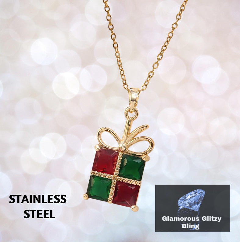 "Santa, I was Good" Christmas Present Gold Necklace  ( Pre Order )