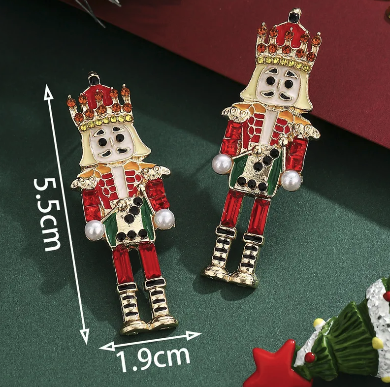 "Calling All Nutcracker" Multicolor Stainless Steel Stud Post Earrings