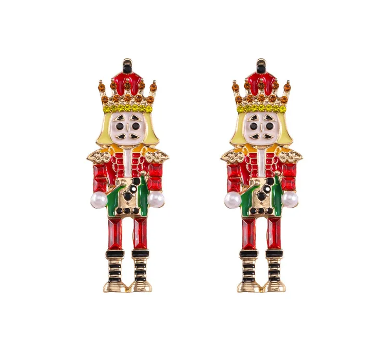 "Calling All Nutcracker" Multicolor Stainless Steel Stud Post Earrings