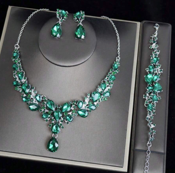 Elegant Bling Colorful Necklace and Earring Set
