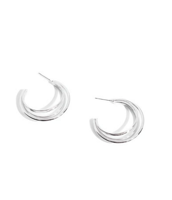 Paparazzi Curly Charisma Silver Hoop Earrings  1 inch