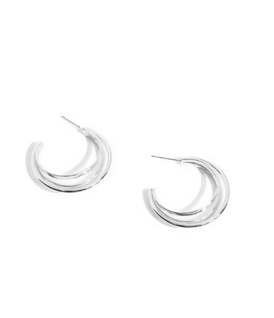 Paparazzi Curly Charisma Silver Hoop Earrings  1 inch