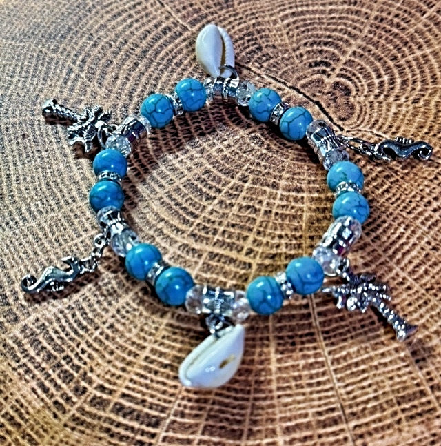 Under the Sea Creature Charm Shell Stretchy Bracelet