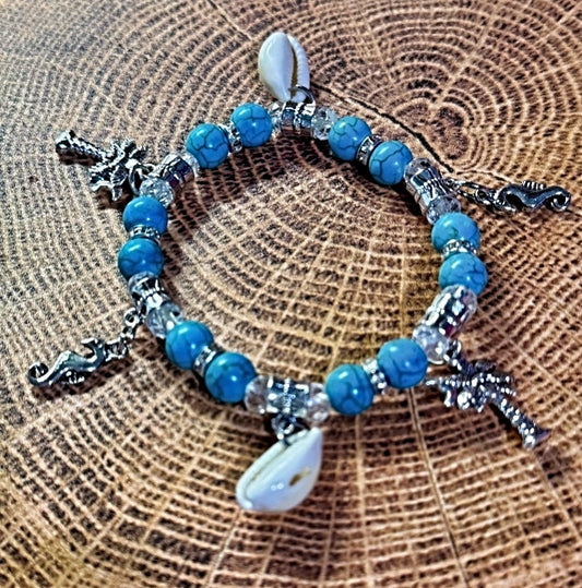 Under the Sea Creature Charm Shell Stretchy Bracelet