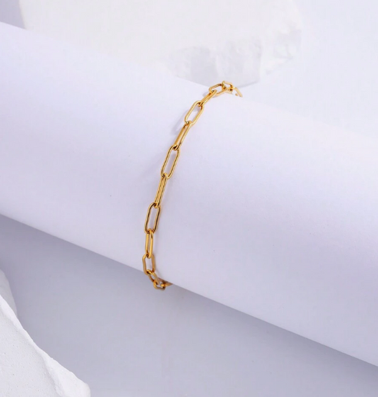 18K Stainless Steel Gold Paperclip Bracelet