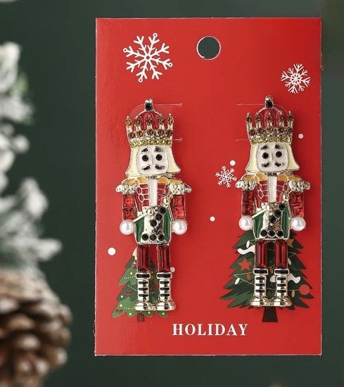"Calling All Nutcracker" Multicolor Stainless Steel Stud Post Earrings