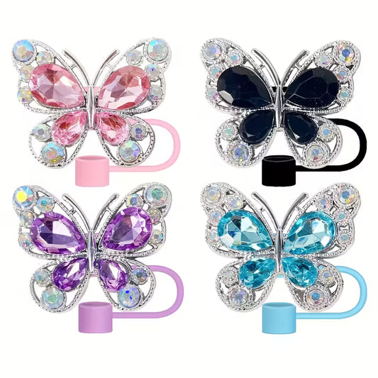 Butterfly Straw Topper Tip Cover Multicolor Iridescent (Copy)