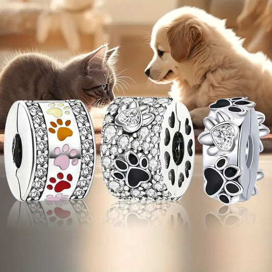 Cat Dog Paw S925 Charm - Silver Braceet Bangle Necklace