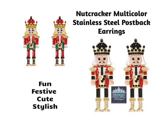 "Calling All Nutcracker" Multicolor Stainless Steel Stud Post Earrings