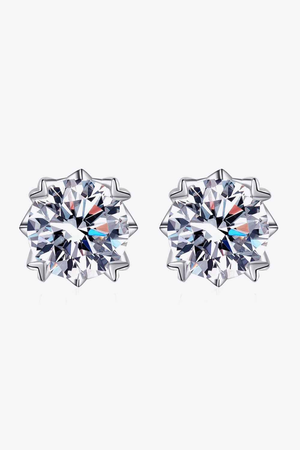 925 Sterling Silver  4 Carat  Moissanite  Post Back Stud  Earrings