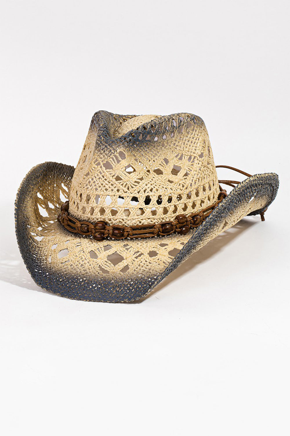 Fame Cutout Rope Strap Wide Brim Cowboy Hat