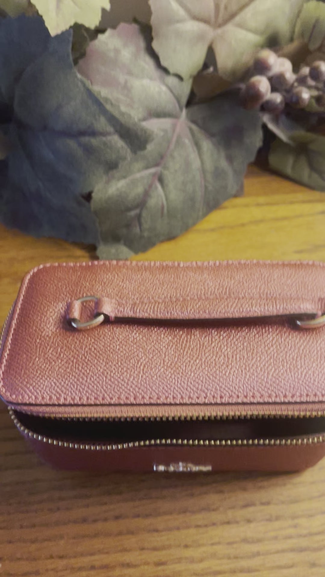 Coach F37568 Jewelry Mini Vanity Case Leather Metallic RED