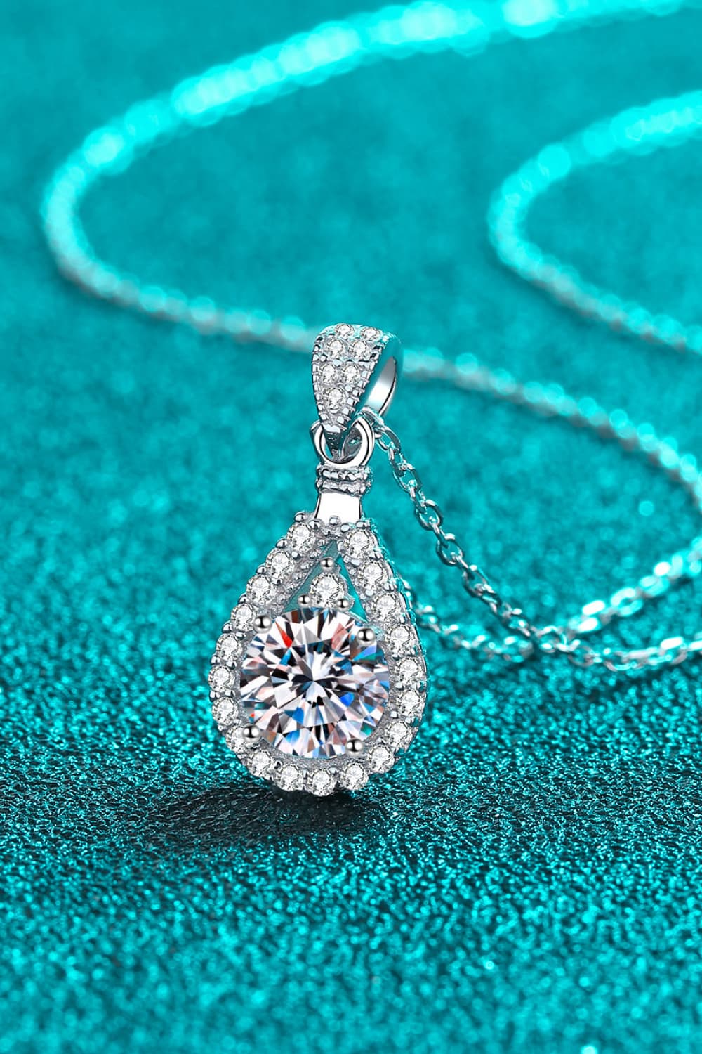2 Carat  Moissanite  Teardrop Pendant  925 Sterling Silver   Necklace