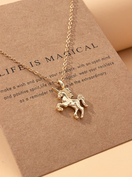 GIRLS  and TEENS UNICORN NECKLACE GOLD