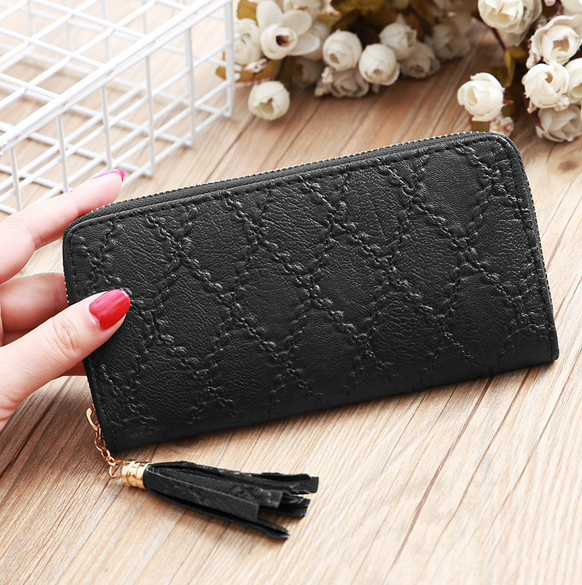 Embossed Zipper Around Woman's Wallet (Pick Color)