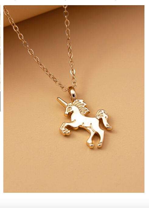 GIRLS  and TEENS UNICORN NECKLACE GOLD