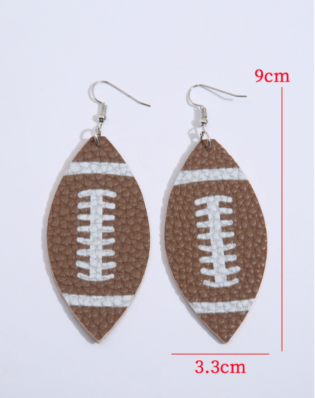 Football Brown  Drop Dangle Earrings