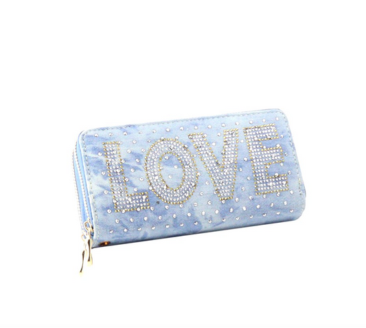 Fashion Wallet   " Love " Denim