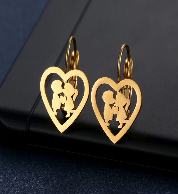 " I Love Family "  Leverback Gold Earrings