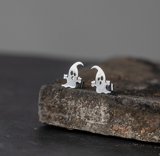 Halloween Ghost Stainless Steel Post Back Earrings ( type 1 )