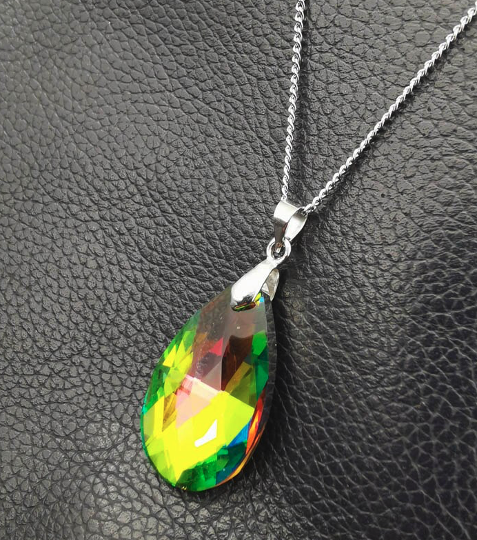 Mystic Topaz Colorful Oil Spill  Teardrop  Pendant   Necklace    🦄💜  Fan Favorite  💜🦄