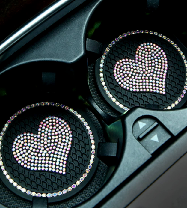 2 Piece Heart Shaped Iridescent AB crystal Coaster  🌈🦄   Oh my Stars  🦄🌈    (  Pre Order   )