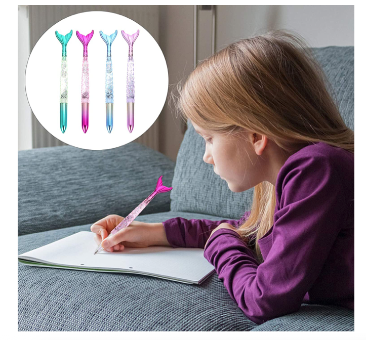 LED Mermaid Tail Light Up Solid Blinking Iridescent Glitter Ink  Pen    (   EASTER and Valentines gift   )