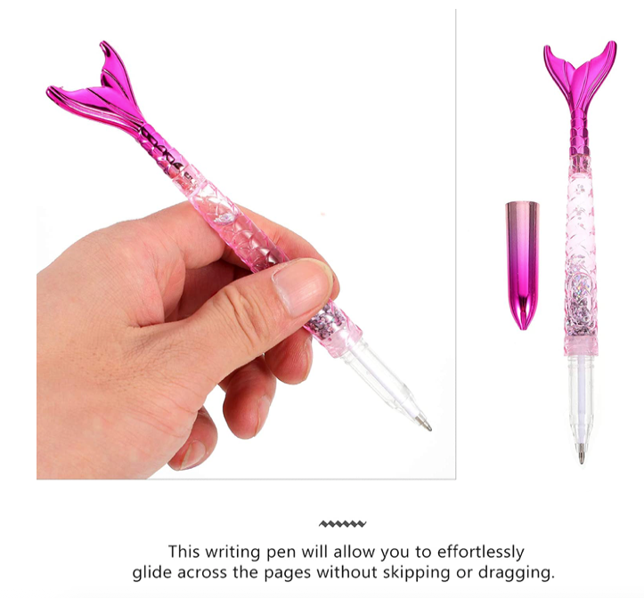 LED Mermaid Tail Light Up Solid Blinking Iridescent Glitter Ink  Pen    (   EASTER and Valentines gift   )