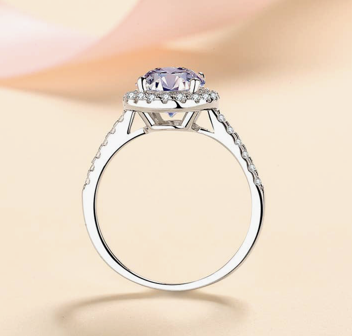 Oval Moissanite Engagement Ring in silver 925 Sterling Silver